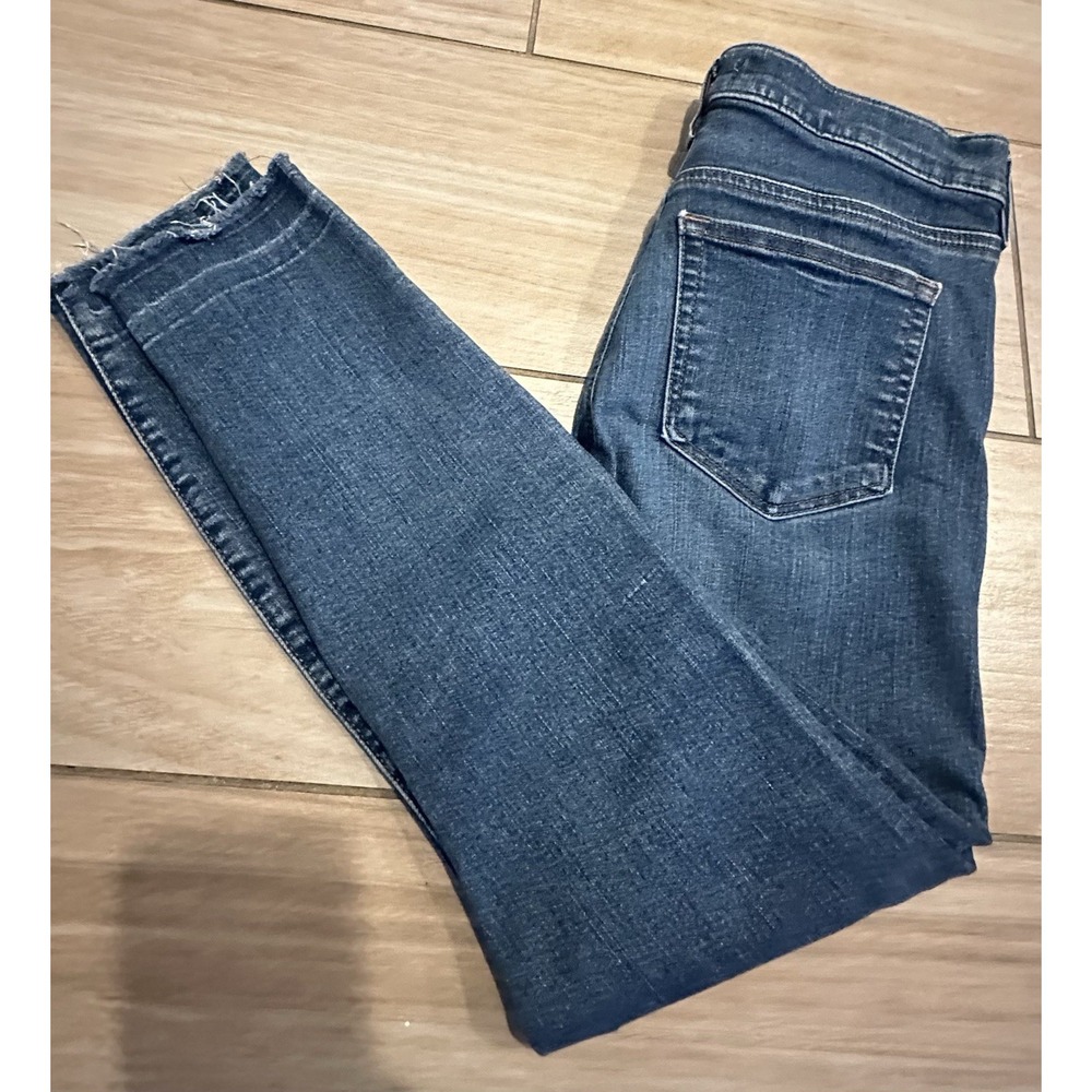 Ann Taylor Loft Jeans Womens Sz 28/6 Modern High Waist Skinny Button Fly Raw Hem